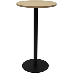 Rapidline Disc Base Dry Bar Table 600D x 1085mmH Oak Top Black Base