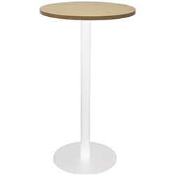 Rapidline Disc Base Dry Bar Table 600D x 1085mmH Oak Top White Base