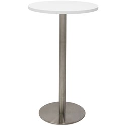 Rapidline Disc Base Dry Bar Table 600D x 1085mmH White Silver Base