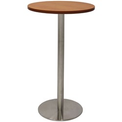 Rapidline Disc Base Dry Bar Table 600D x 1085mmH Cherry Top Silver Base