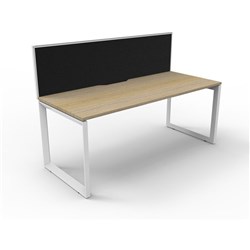 Rapidline Deluxe Infinity Desk Loop Leg Single Sided + Screen 1500Wx750Dx1200mmH Oak/White