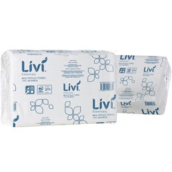 Livi Essentials Hand Towel Multifold 1 Ply 200 Sheet Box Of 20