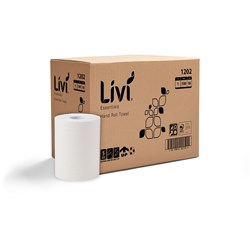 Livi Essentials Hand Towel Roll 1 Ply 100m Box Of 16