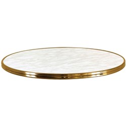 SM France Round Bistro Table Top Indoor Outdoor Use 700D x 25mmH Marble/Brass Edging