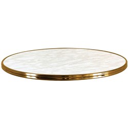 SM France Round Bistro Table Top Indoor Outdoor Use 600D x 25mmH Marble/Brass Edging