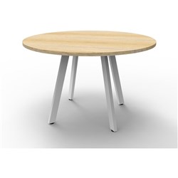 Rapidline Eternity Meeting Round Table 900D x 730mmH Oak Top White Base