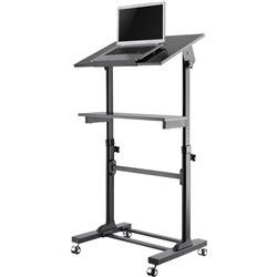 Ergovida Mobile Computer Desk 2 Shelf 600W x 400D x 1050-1270mmH Silver/Black