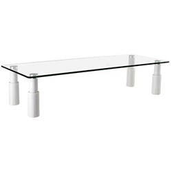 Ergovida Glass Top Monitor Stand Rectangular With Four Height Adjustable White Legs