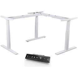 Infinity Electric Height Adjustable L Return Desk 2 Stage Leg Frame Only White