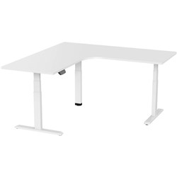 Ergovida Corner Electric Sit-Stand Desk 1800/1800W x 750D x 620-1280mmH White/White