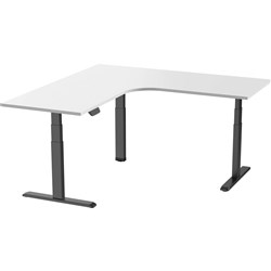 Ergovida Corner Electric Sit-Stand Desk 1800/1800W x 750D x 620-1280mmH White/Black