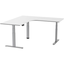 Ergovida Corner Electric Sit-Stand Desk 1800/1800W x 750D x 620-1280mmH White/Grey