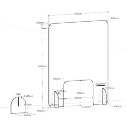 Sylex Lookout Sneezeguard Large Acrylic With Feet 800W x 1000mmH Clear