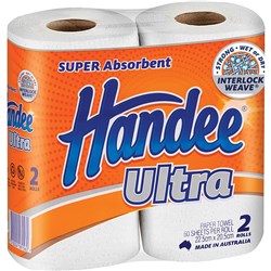 Handee Super Absorbent Ultra Kitchen Towel 2 Ply 60 Sheets Double Pack