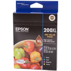 Epson 200XL DURABrite Ultra Ink Cartridge High Yield Value Pack Of 4 Assorted