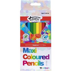 Texta Maxi Triangular Coloured Pencils Assorted Pack Of 10