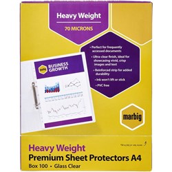 Marbig Sheet Protectors A4 Heavy Duty Ultra Clear Box Of 100