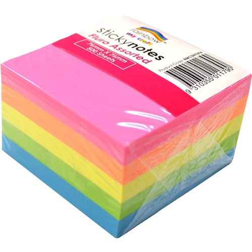 Notes & Flags - Rainbow My Craft Sticky Notes 76 x 76mm Fluro Assorted ...